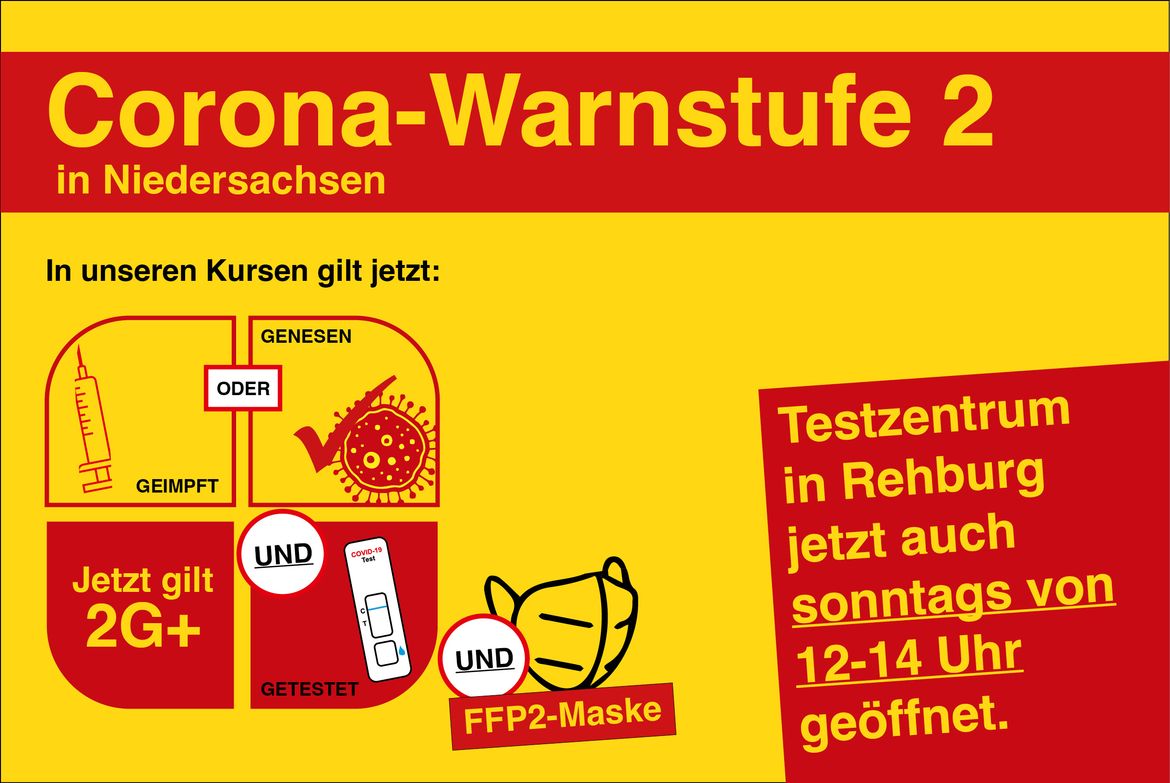 Warnstufe 2: Höhere Sicherheitsmaßnahmen in unseren Erste-Hilfe-Kursen / Testzentrum Rehburg öffnet auch sonntags.